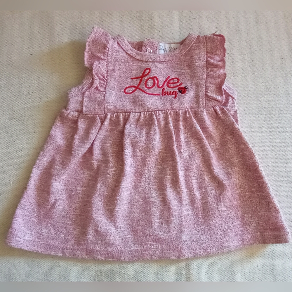Rene Rofe Pink Lady Bug, Love Bug Embroidered Baby Dress